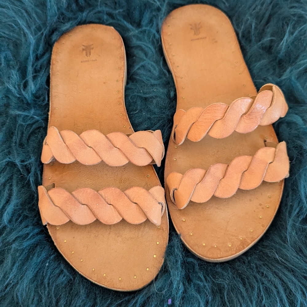 Frye azalea braided sandals slides women's size 8 leather